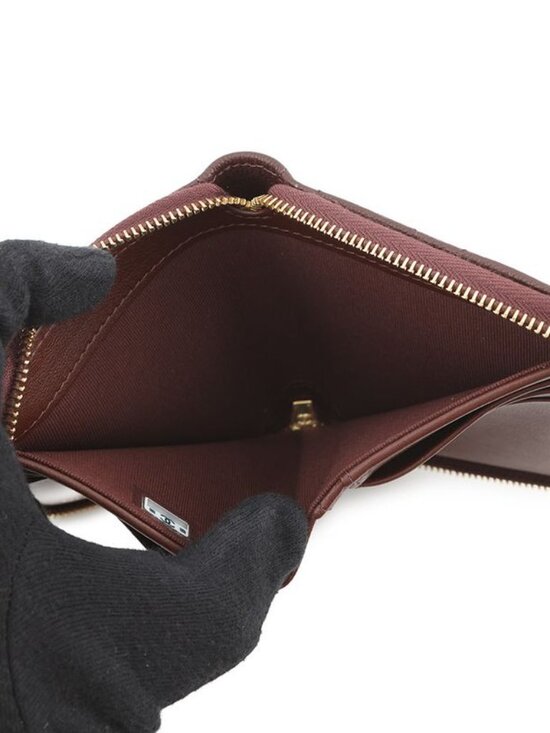 Chanel Bifold Wallet CC Logo Round Zip Compact Grain Gotoskin - Picture 5 of 10